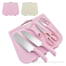 Multifunctional indoor&outdoor NEW camping 8pcs wheat straw starch peeler chef knife Peeler Scissor chopped cutting board set
